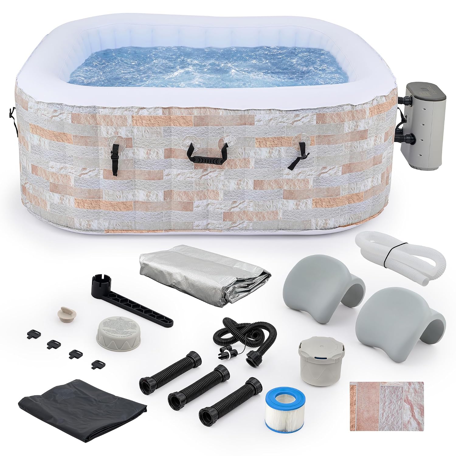 Outdoor Power For Hot Tub - 6ft Opblaasbaar Bubbelbad, 4-Persoons Buiten-Spa met