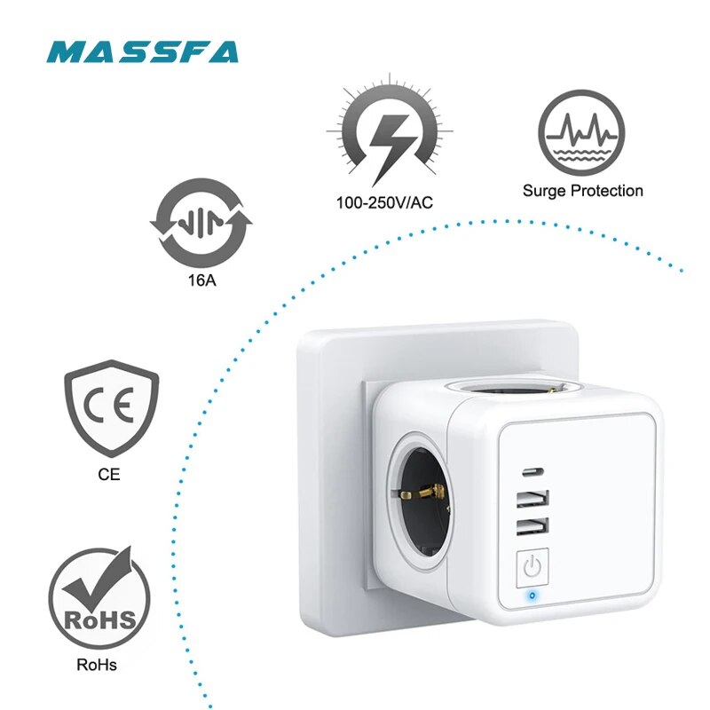Outdoor Usb Power Strip - Massfa 4 Eu Ac Stopcontacten Stekker