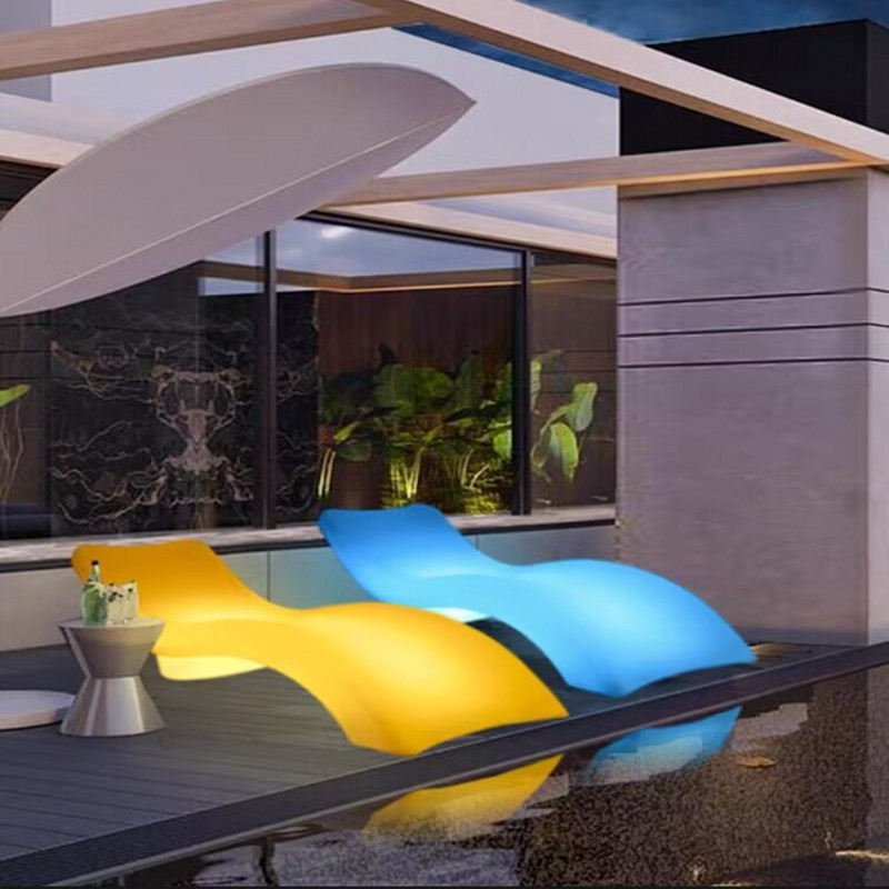 Outdoor Power Recliner - Zonne-energie buitenmeubilair LED verlichte ligstoelen zwembad