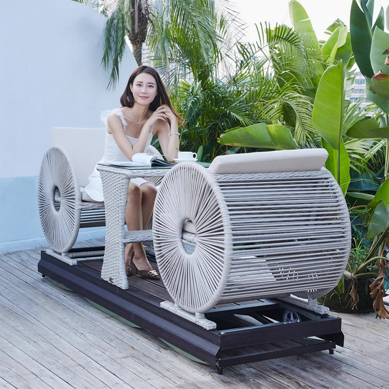 Outdoor Power Recliner - Moderne waterdichte dubbele wielen schommelstoel buitenstoel