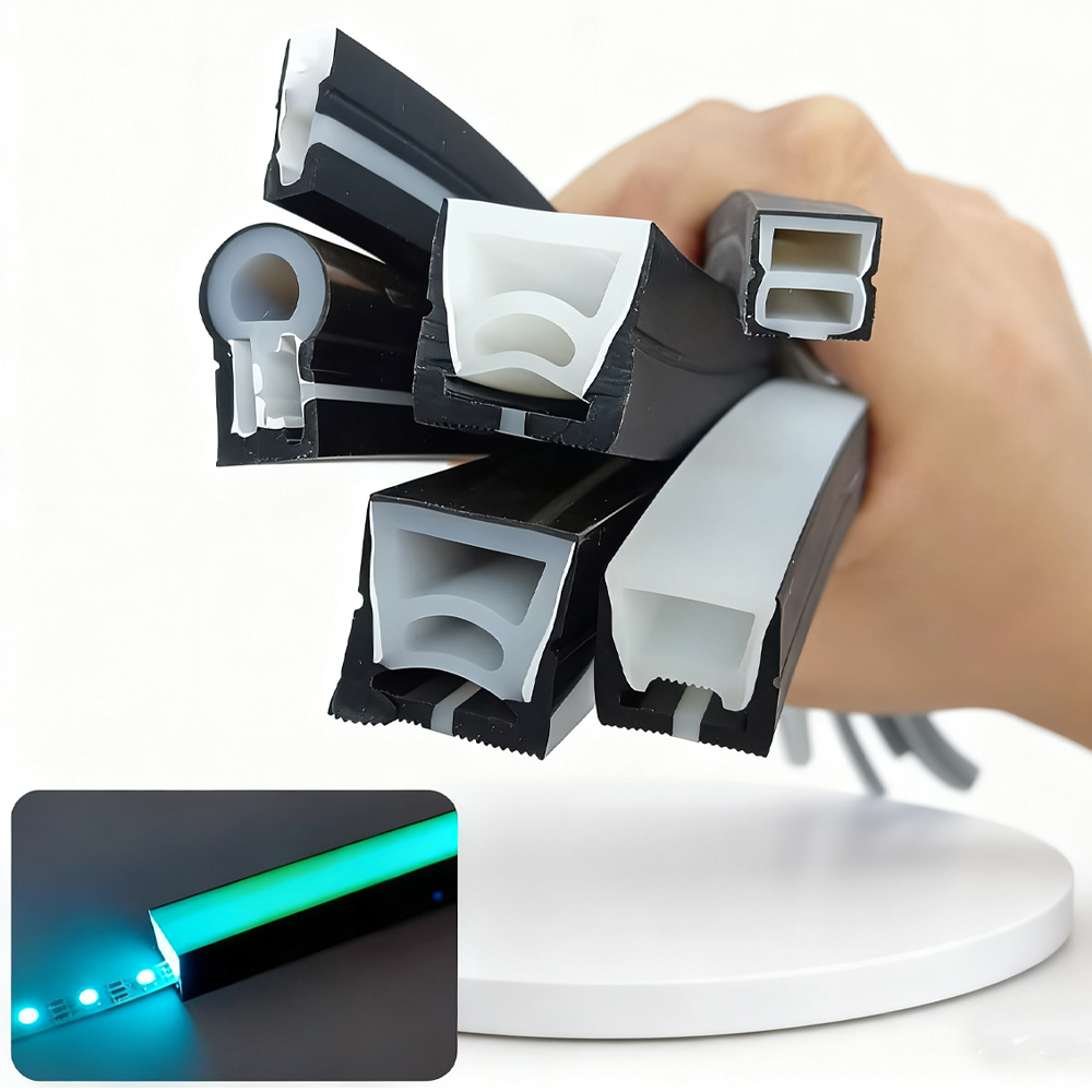 Outdoor Power Strip Weatherproof - Zwarte Siliconen Buis LED Neon Licht