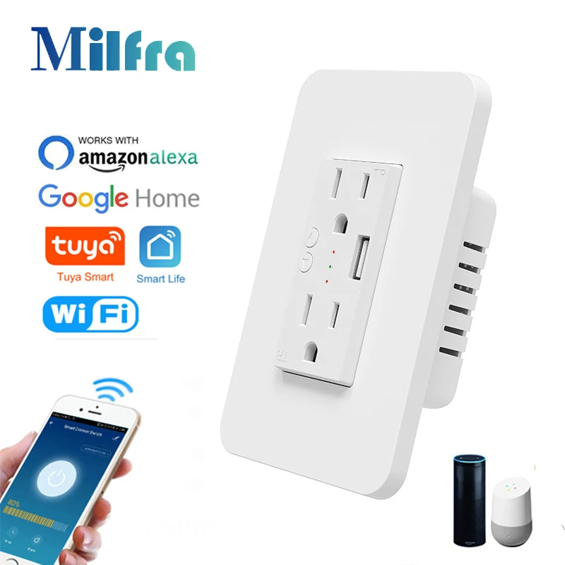 Outdoor Usb Power Strip - Milfra Wifi Smart Socket Double Wall