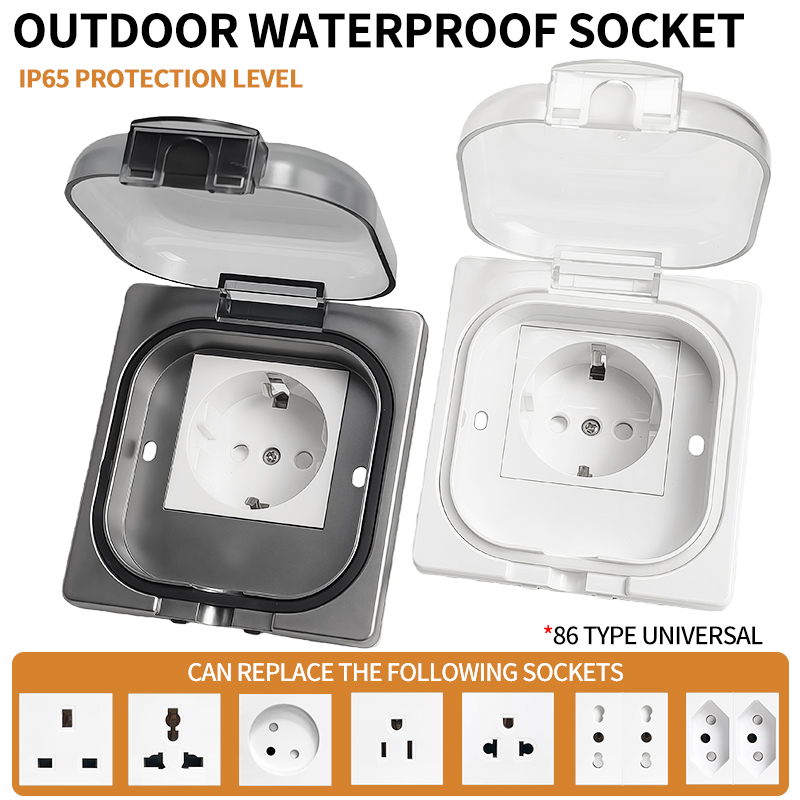 Outdoor Powerwall - IP65 waterdichte buitencontactdoos, 16A krachtige wandplaat,