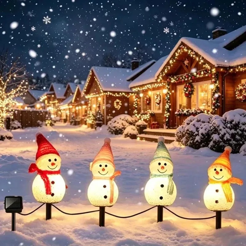 Outdoor Power For Xmas Lights - Op zonne-energie werkende sneeuwpop grondlamp met