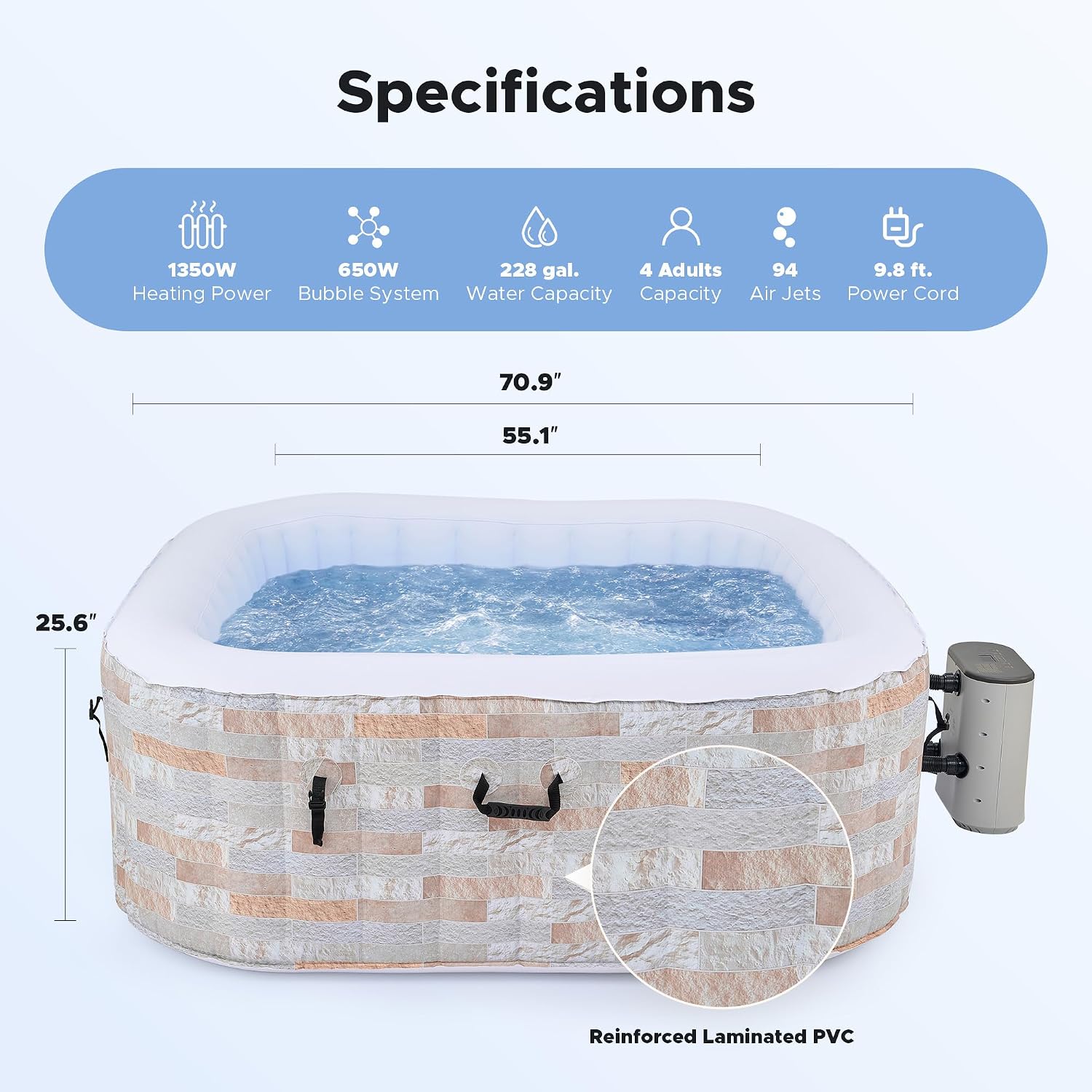6ft Opblaasbaar Bubbelbad, 4-P - Outdoor Power For Hot Tub recensie en prijs
