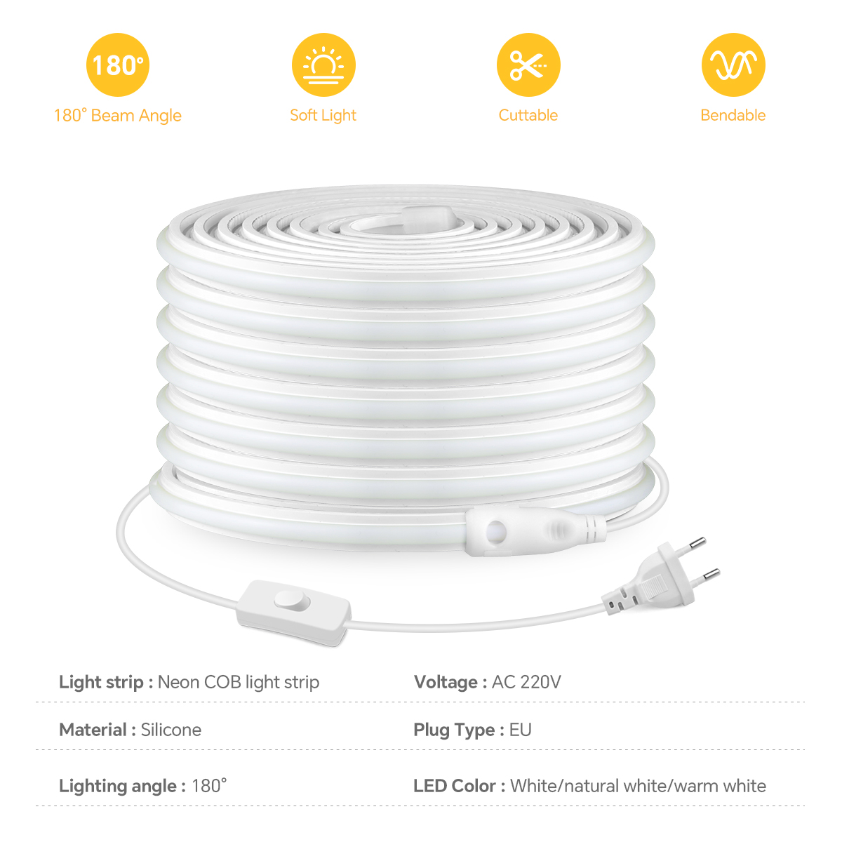 220V COB Led Strip Hoge Dichth - Outdoor Power Strip Weatherproof recensie en prijs
