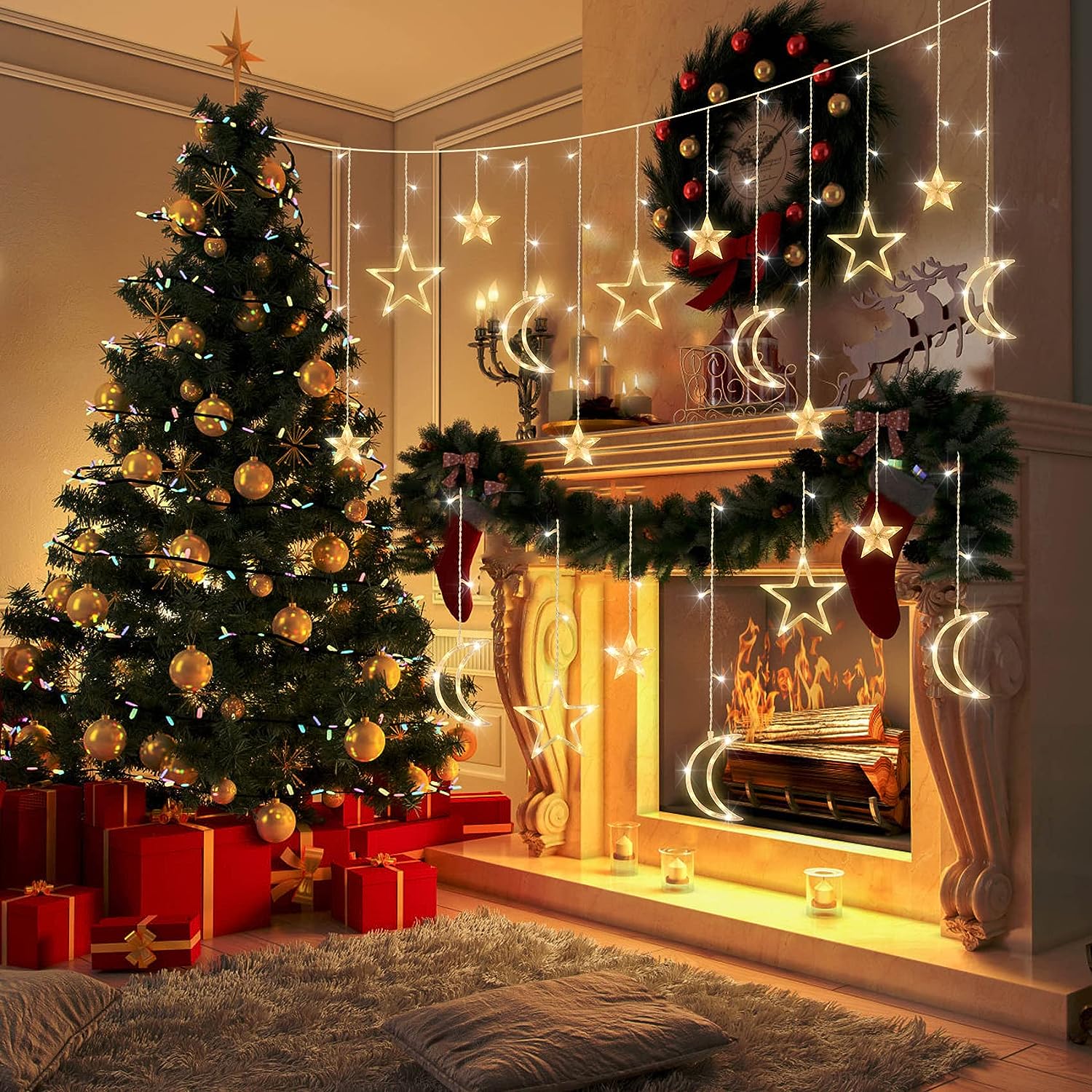 3,5 m Star Moon LED-gordijnsli - Outdoor Power For Xmas Lights recensie en prijs