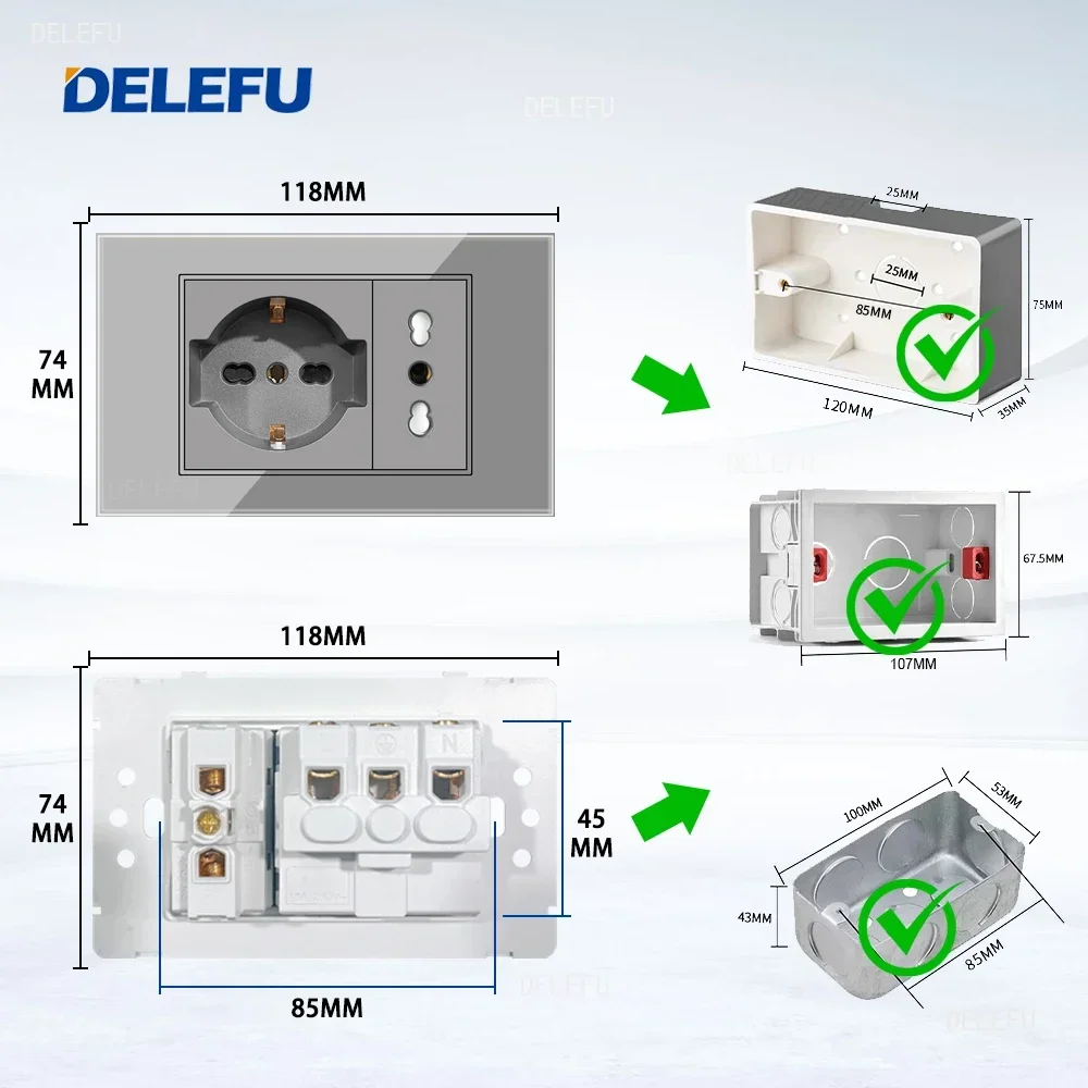 DELEFU Grijs Gehard Glas Itali - Outdoor Usb Power Strip recensie en prijs
